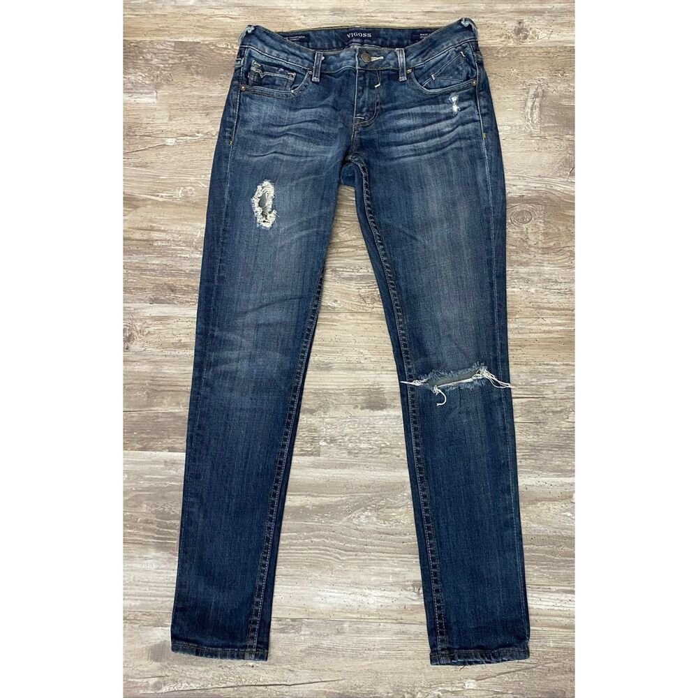 Vigoss Womens Thompson Tomboy Distressed Jeans Sz 27 Waist